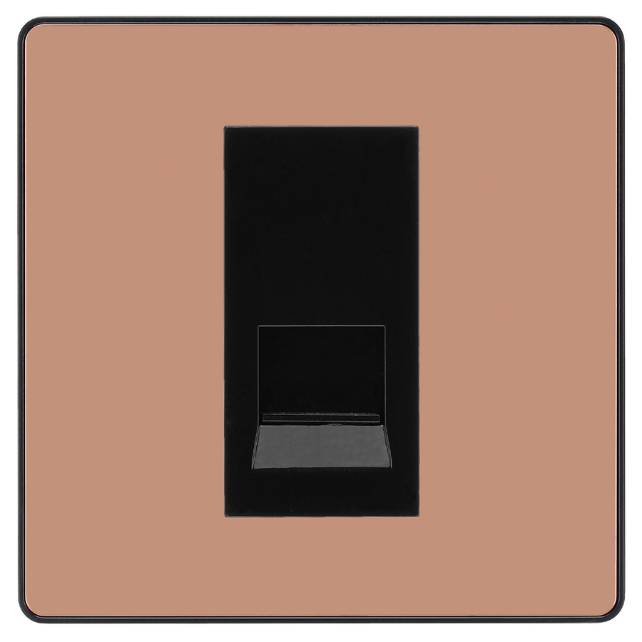 BG Evolve Polished Copper Single Secondary Telephone Socket, Screw Terminal - Black Insert