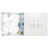 BG Evolve Pearlescent White 20A 16AX 2-Way Triple Light Switch PCDCL43W with 25mm Steel Back Box