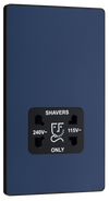 PCDDB20B Front - This Evolve Matt Blue dual voltage shaver socket from British General is suitable for use with 240V and 115V shavers and electric toothbrushes. 