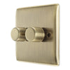 BG Nexus Antique Brass 200W 2 Way Double Trailing Edge Dimmer Switch NAB82 with 25mm Steel Back Box