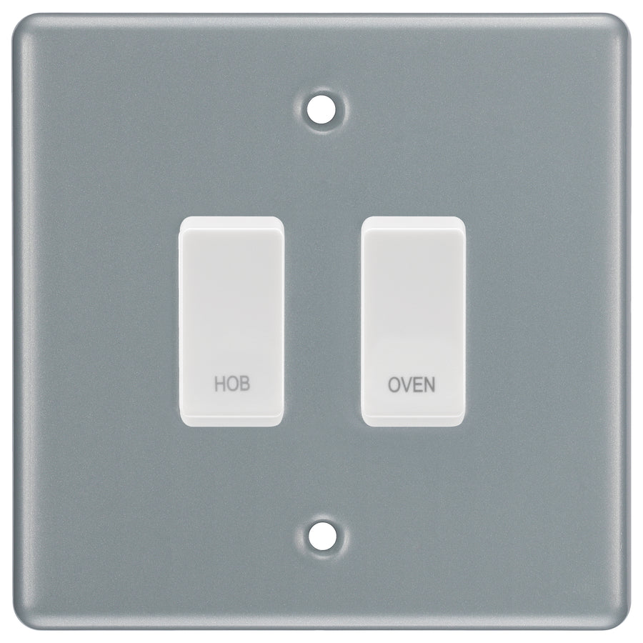 BG Metal Clad 2 Gang Custom Labelled Appliance Grid Switch Panel