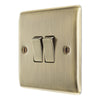 Antique Brass 2 Gang Double Light Switch & Surface Pattress Back Box