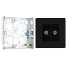 BG Screwless Matt Black 2 Gang Isolated Coaxial Socket FFB63 with 25mm Steel Back Box