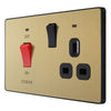 BG Evolve Satin Brass 45A Switch 13A Switched Socket Cooker Control Unit PCDSB70B with 35mm Steel Back Box