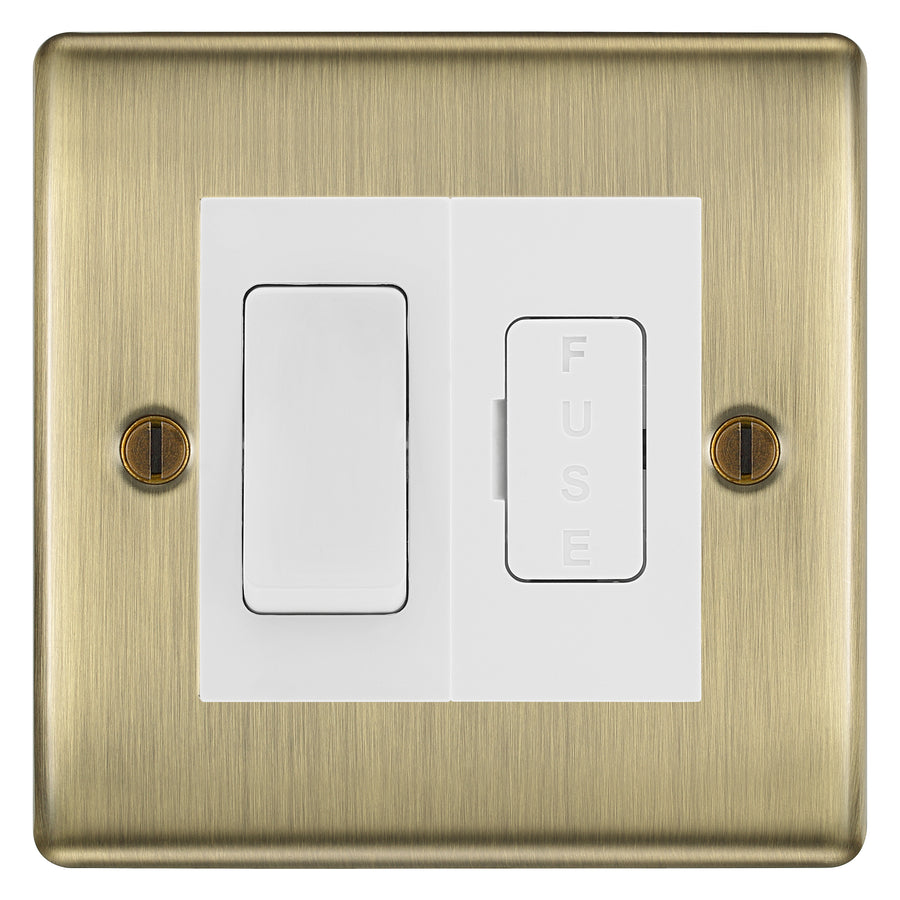 BG Nexus Metal Antique Brass 20A Double Pole Switch & 13A Fused Spur Plate | White Insert