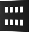 BG Electrical RFFB8 Grid Front Plate Screwless Matt Black 8 Gang