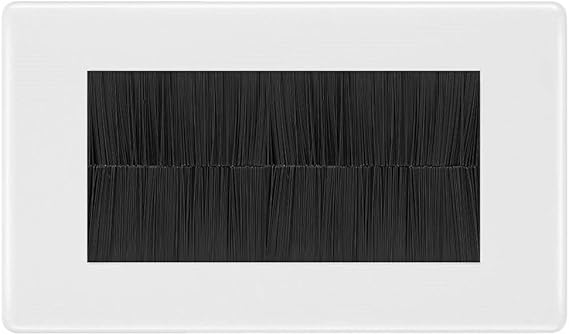 BG Nexus White Double 4 Gang Brush Cable Entry Wall Plate | Black Insert