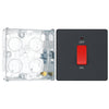 BG Evolve Matt Grey 1 Gang Single Plate 45A 2 Pole Neon Cooker Switch PCDMG74B with 25mm Steel Back Box