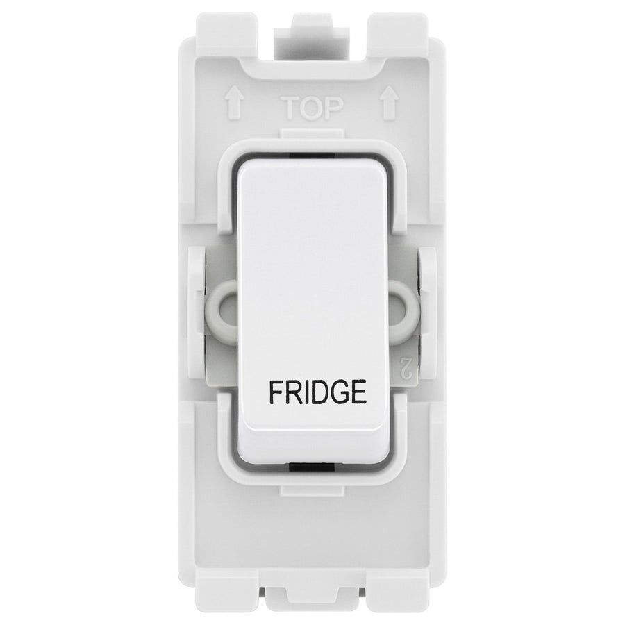 BG Evolve White RRFDPCDW 20A Double Pole Appliance Grid Switch Labelled Fridge