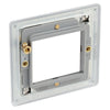 BG Screwless Brushed Steel Satin Single 2 Gang Brush Cable Wall Plate TV Black