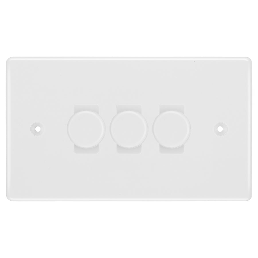 BG White 3 Gang Trailing Edge LED Dimmer Light Switch 2 Way Custom Switch