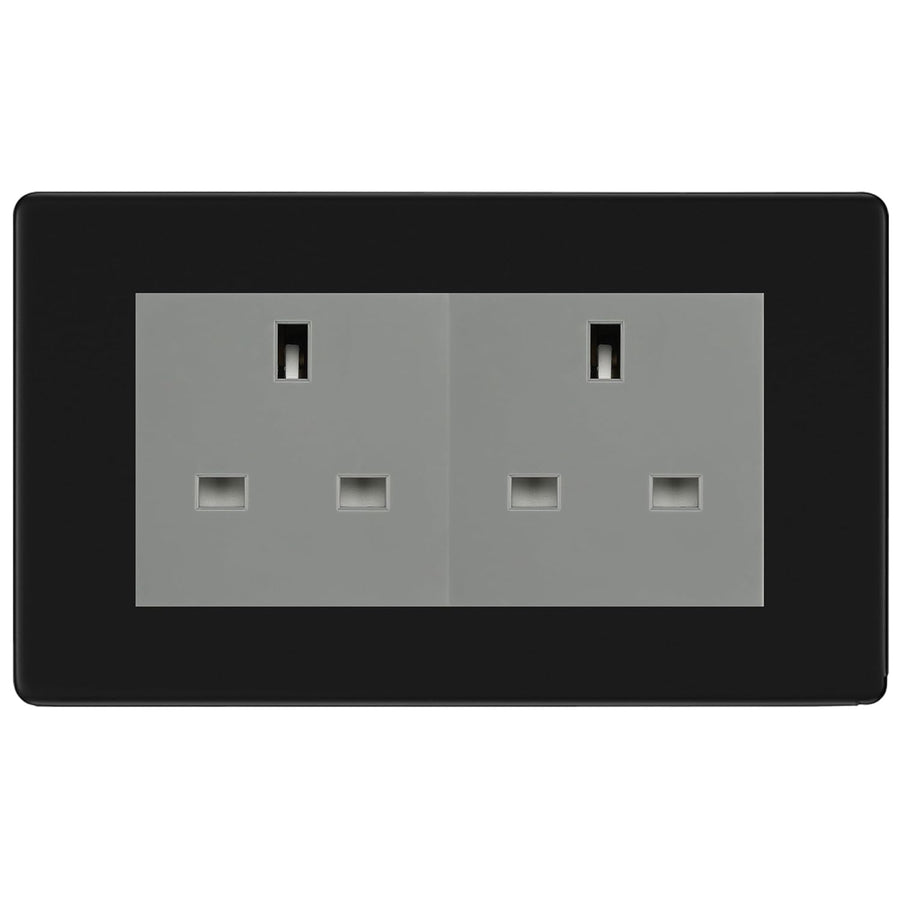 BG Screwless Matt Black 4 Gang 13A Unswitched Socket -FFB4GUSSG