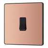 BG Evolve Polished Copper 1 Gang 20A 16AX 2 Way Light Switch PCDCP12B with 25mm Steel Back Box