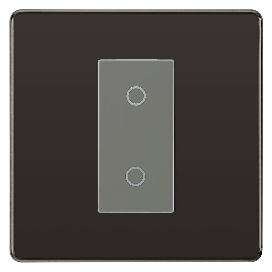 BG Nexus Screwless Black Nickel Single Secondary Touch Dimmer Switch Grey Insert