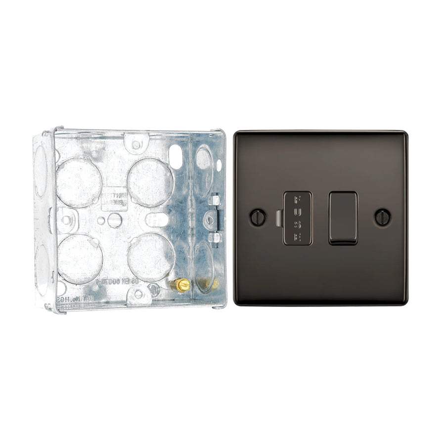 BG Nexus Metal Black Nickel 13A Switched Fused Connection Unit NBN50 with 35mm Steel Back Box