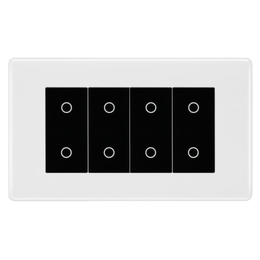 BG Nexus White Moulded Quad Master Touch Dimmer Switch - Black Insert