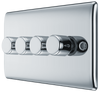 NPC84 Side - This trailing edge quadruple dimmer switch from British General allows you to control your light levels and set the mood. The intelligent electronic circuit monitors the connected load and provides a soft-start with protection against thermal.