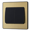 BG Evolve Satin Brass 2G Wide Rocker Light Switch PCDSB42WB with 35mm Steel Back Box