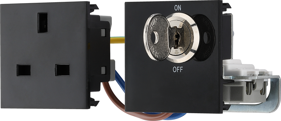 BG EMKYSWSB Euro Module 13A DP Key Controlled Switched Socket - Black ...