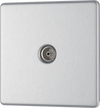 Newlec British General FBS60 Nexus Flatplate Screwless Brushed Steel 1 Gang Coaxial TV Socket