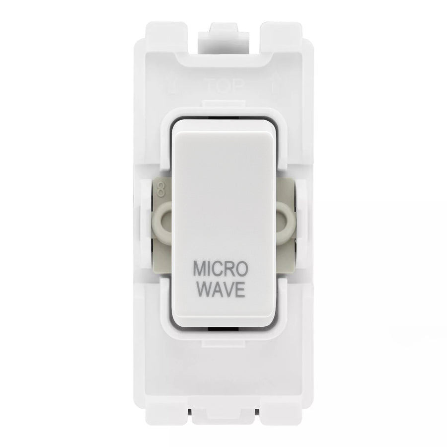 BG RRMWW White 20A DP Appliance Grid Switch Labelled Microwave