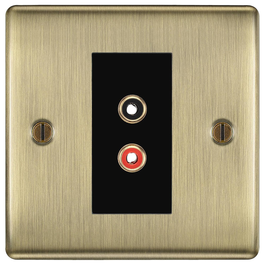 BG Nexus Antique Brass Euro Module RCA X 2 Outlet NABRCA2B