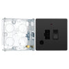 BG Evolve Black Chrome 13A Switched Spur with Neon and Flex Outlet PCDBC52B with 25mm Steel Back Box