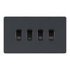 BG Evolve Matt Grey Custom Appliance Grid Switch 4 Gang Screwless