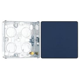 BG Evolve Matt Blue 1 Gang Blank Plate PCDDB94B with 25mm Steel Back Box