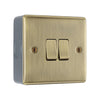 Antique Brass 2 Gang Double Light Switch & Surface Pattress Back Box