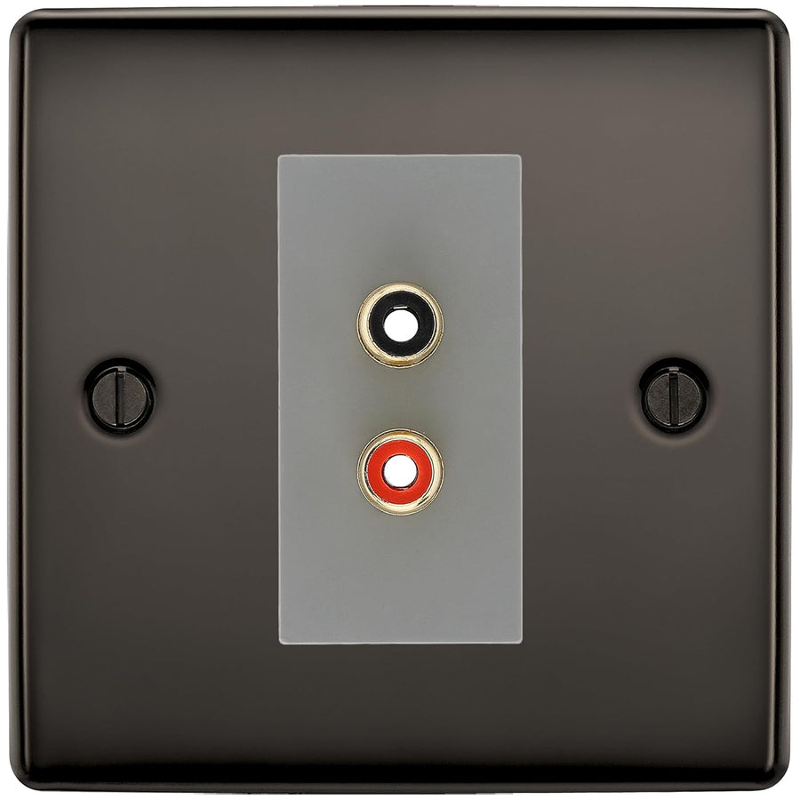 BG Nexus Black Nickel Euro Module RCA X 2 Outlet NBNRCA2G