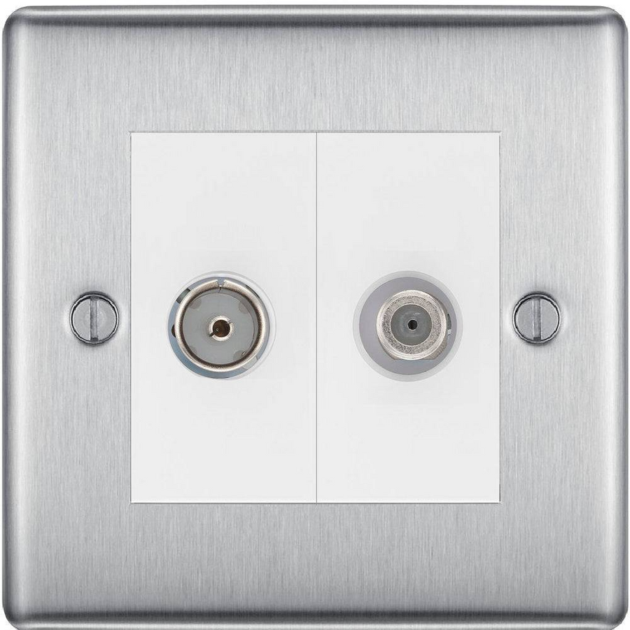 BG Nexus Metal Brushed Steel TV & Satellite Socket NBS65W