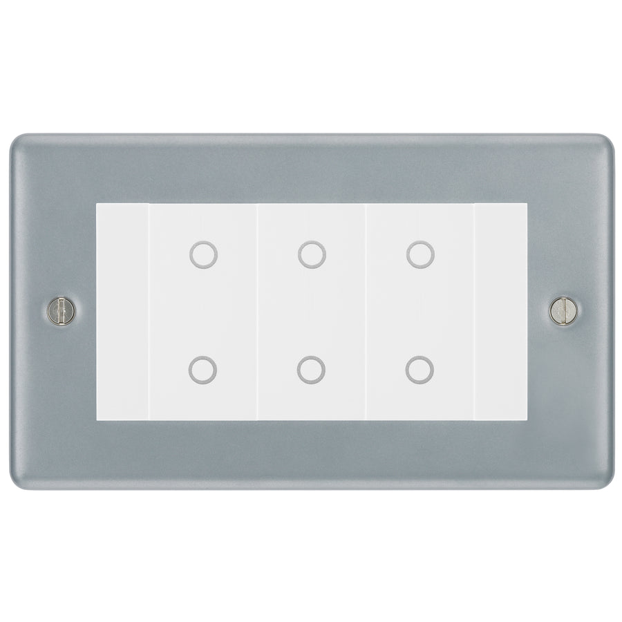 BG Metal Clad 3 Gang Light Switch Triple Master Touch Dimmer - White Insert