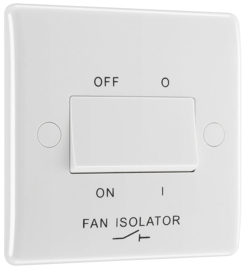 BG 815 Moulded Round Edge | White | 1 Gang 10AX 3 Pole Fan Isolator Switch