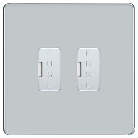 BG Screwless Polished Chrome 2 Gang Unswitched Fused Spur 13 Amp Connection Unit