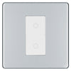 BG Nexus Screwless Polished Chrome Single Master Touch Dimmer Switch White Insert FPCTDM1W