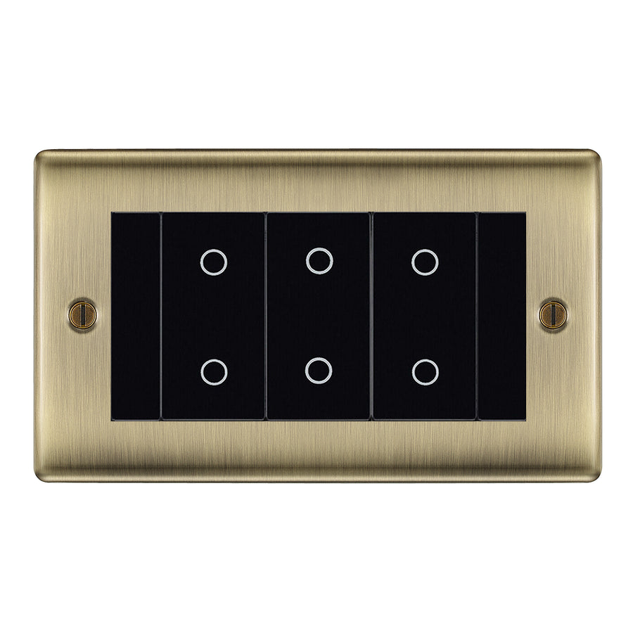 BG Nexus Antique Brass Triple Secondary Touch Dimmer Switch - Black Insert