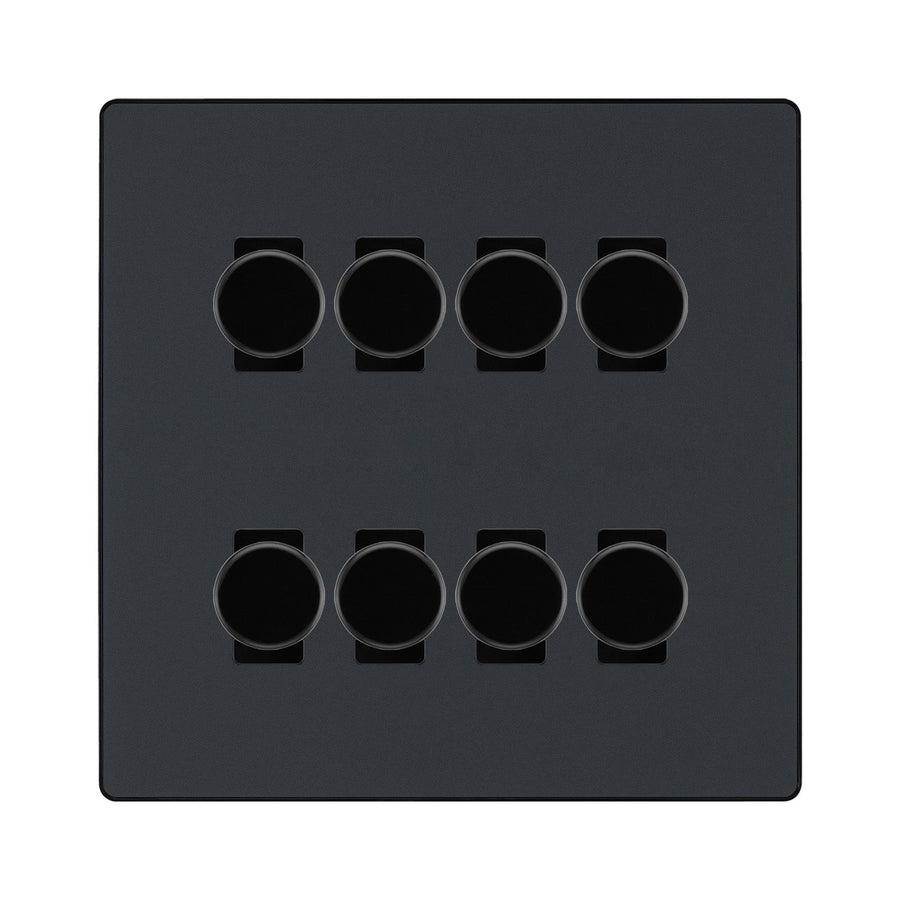 BG Evolve Matt Grey 8 Gang Trailing Edge LED Dimmer Light Switch 2 Way Custom Switch