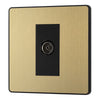 BG Evolve Satin Brass Single Co-Axial Socket PCDSB60B with 35mm Steel Back Box
