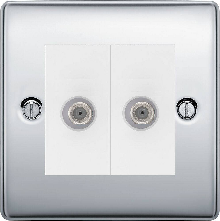 BG Nexus Metal Polished Chrome Double Satellite Socket NPC642W