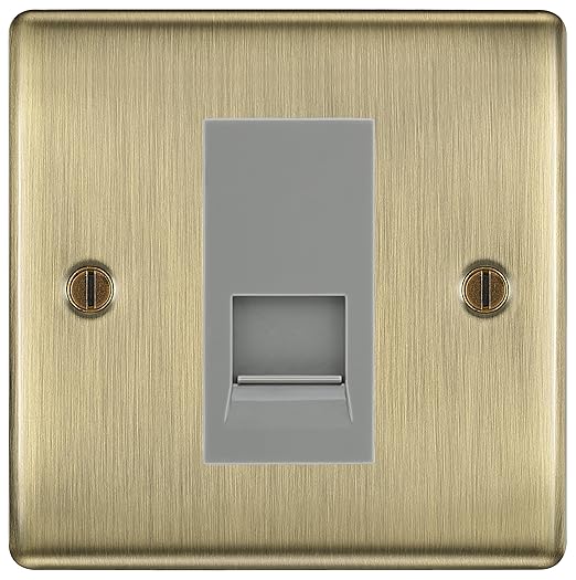BG Nexus Antique Brass Single RJ11 Telephone Socket NABRJ111 - Grey Insert