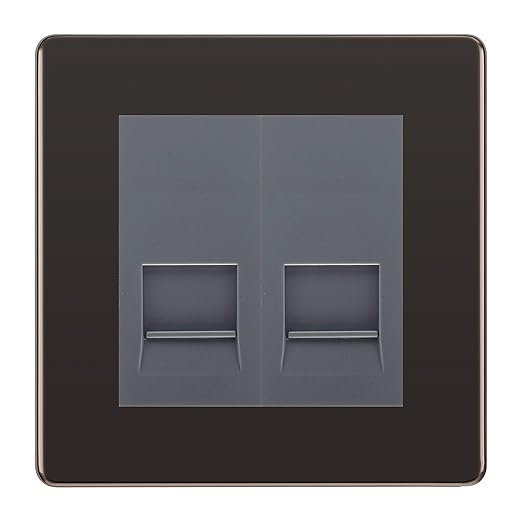 BG Screwless Black Nickel Double IDC Secondary Telephone Socket - Grey Insert