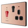 BG Evolve Polished Copper 45A Switch 13A Switched Socket Cooker Control Unit PCDCP70B with 35mm Steel Back Box