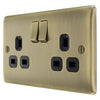 BG Nexus Antique Brass 13A Double Switched Socket NAB22B with 25mm Steel Back Box