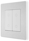 PCDBSTDM2W Side - This Evolve Brushed Steel double master trailing edge touch dimmer allows you to control your light levels and set the mood.