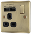 NAB21U2B Front - This 13A single power socket from British General comes with two USB charging ports allowing you to plug in an electrical device and charge mobile devices simultaneously without having to sacrifice a power socket.