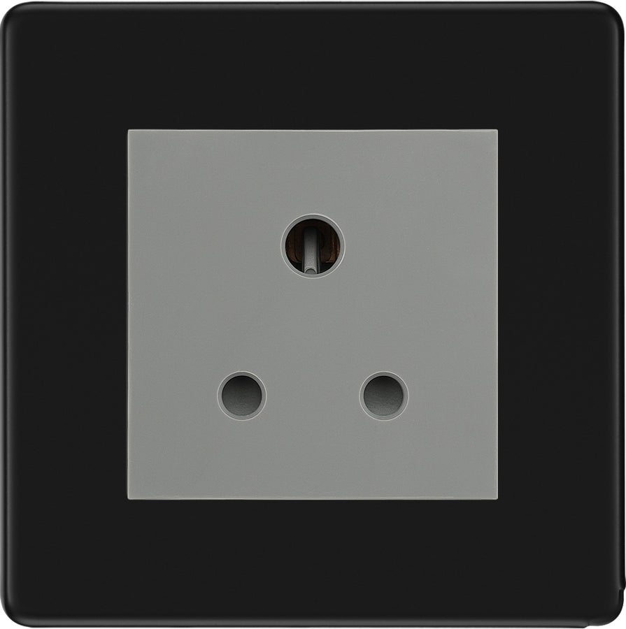 BG Flatplate Screwless Matt Black 5A Unswitched Socket FFB29MG