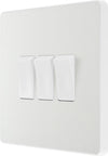 BG PCDCL43W Pearlescent White Evolve 3 Gang 20A 16AX 2 Way Light Switch - White Insert