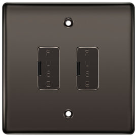 BG Black Nickel 2 Gang Unswitched Fused Spur 13 Amp Connection Unit