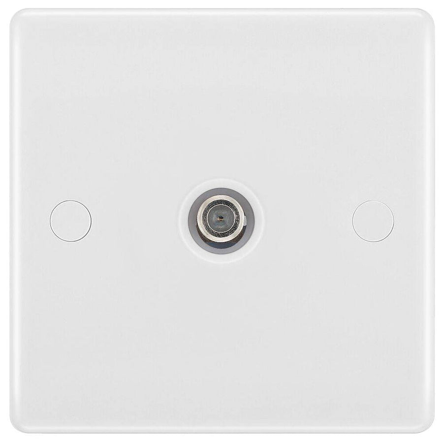 BG 864 Moulded Round Edge | White | 1 Gang Satellite TV Socket Outlet